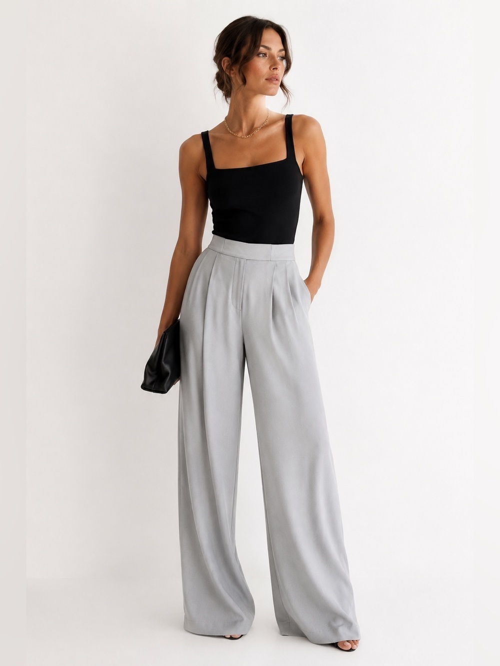 The Sei Silver Grey High Rise Wide Leg Trousers Size 2 NWT
